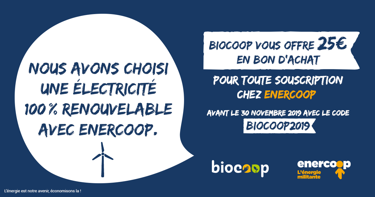 Votre magasin a choisi une énergie 100% renouvelable avec Enercoop